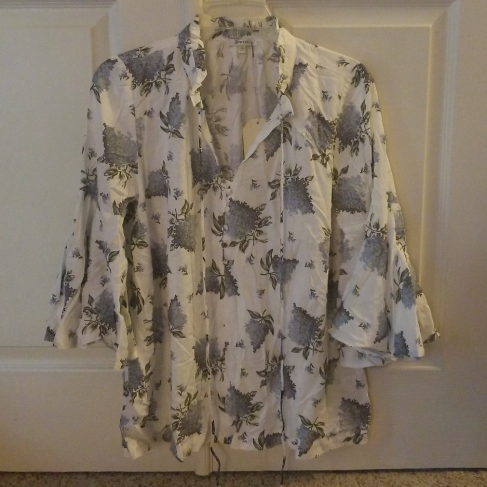 SMALL JODIFL Women's Flowy Blue/White Floral Top